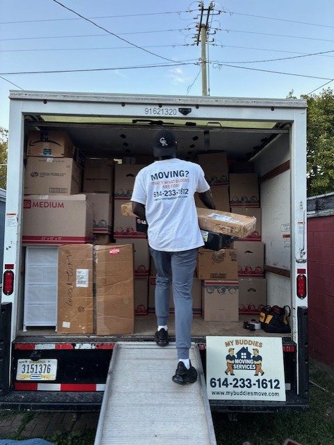 Loading boxes into the moving truck
